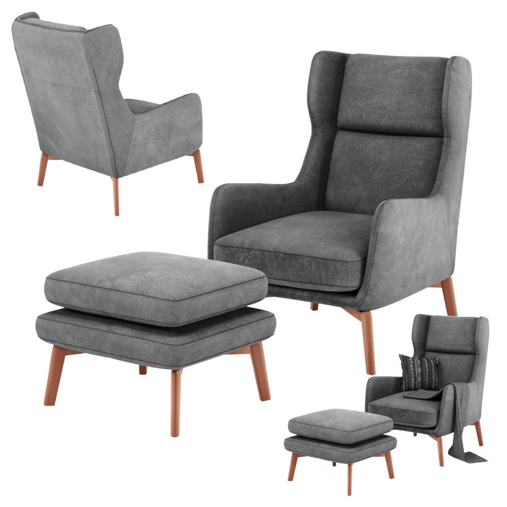 Ryder Leather And Velvet Chair - Corona and Vray version 3D model_3