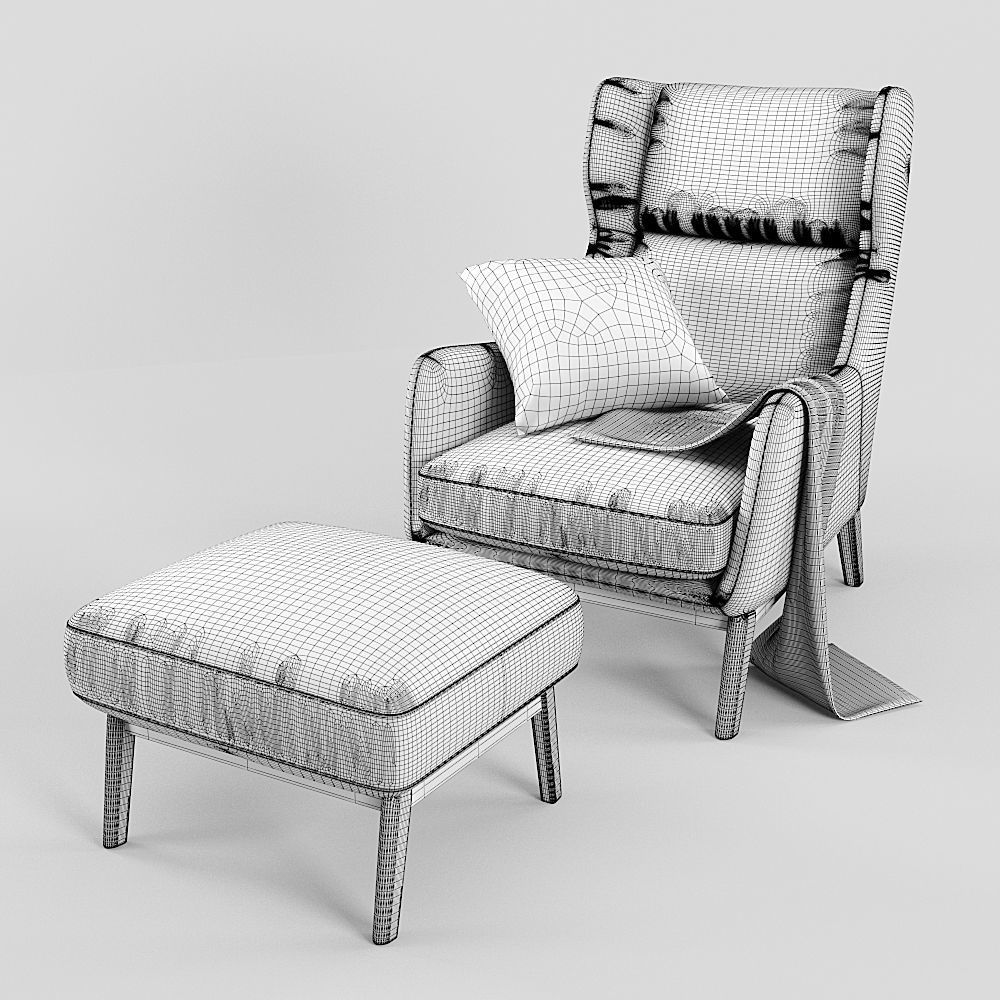 Ryder Leather And Velvet Chair - Corona and Vray version 3D model_13