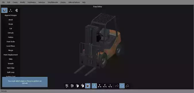 Forklift 3D Model truck on computer screen