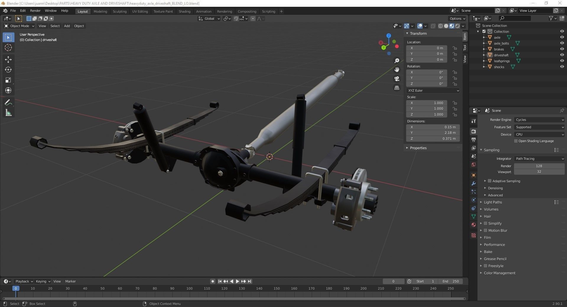 HEAVY DUTY AXLE AND DRIVESHAFT 3D model_8