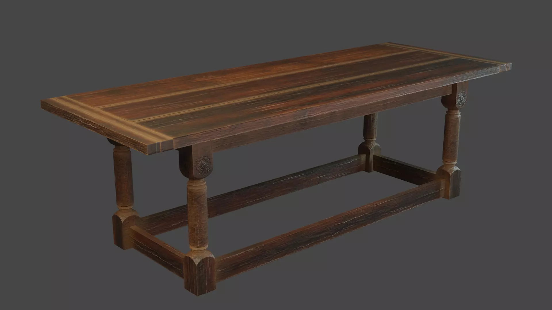 Medieval wooden table Free low-poly 3D model_0