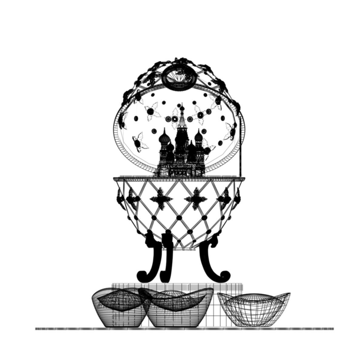 Chinese Gold Ingot with Russia Faberge egg    3D model_5