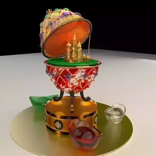 Chinese Gold Ingot with Russia Faberge egg   