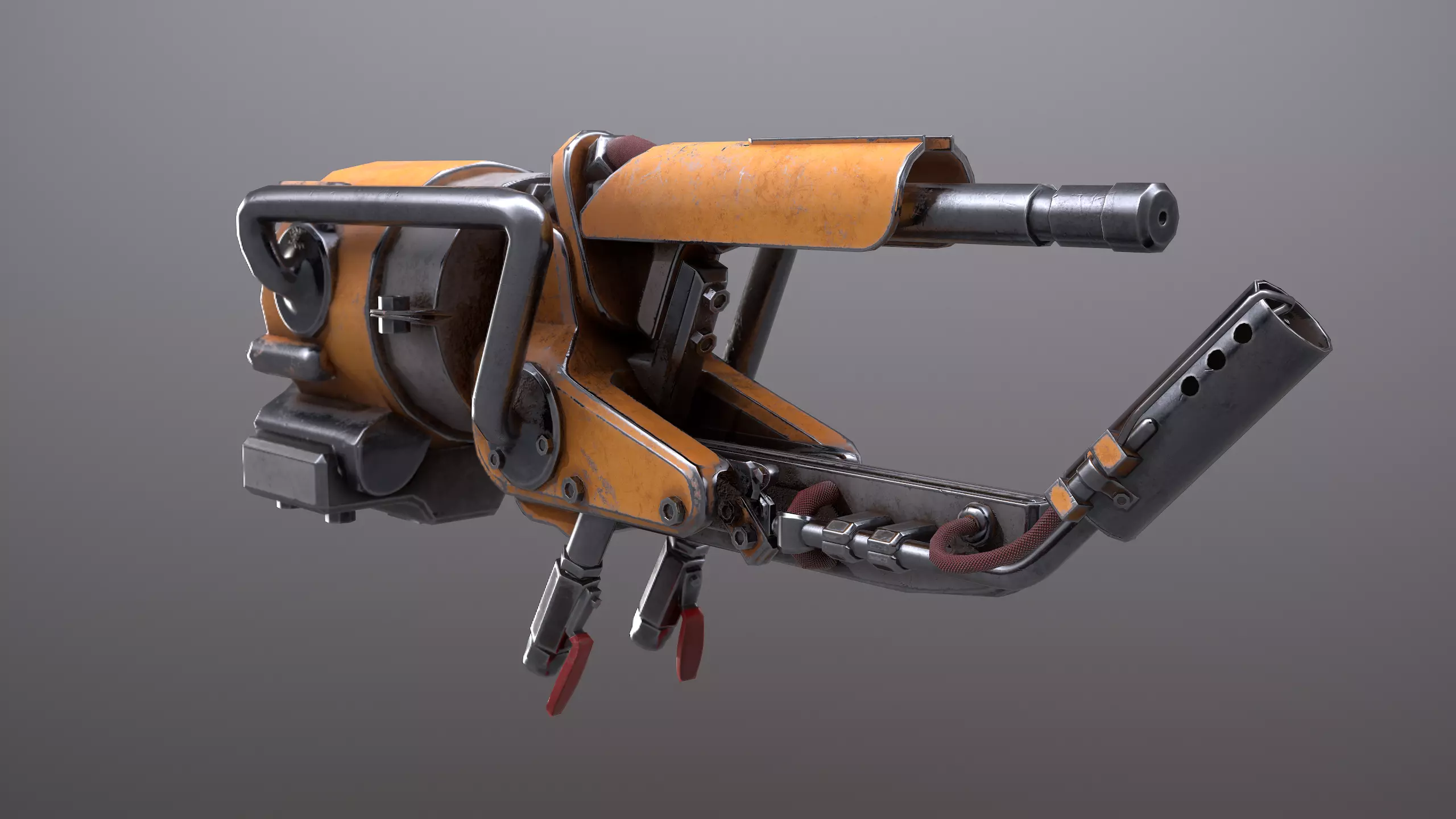 Game Ready PBR Flamethrower Gun Free low-poly 3D model