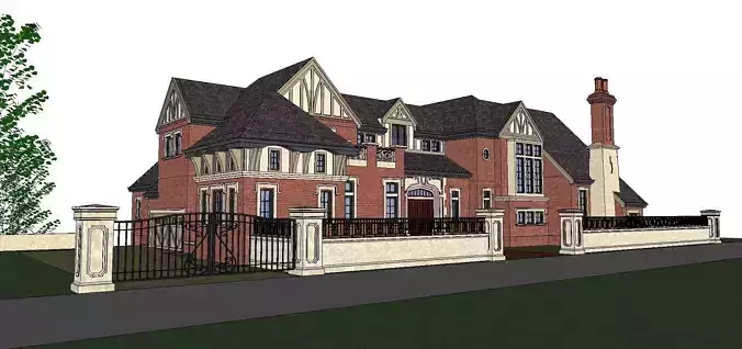 Nobility-History-Castle-Villa-010 brick house with gate