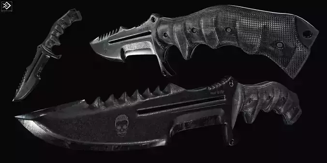 Combat knife Low-poly 3D model