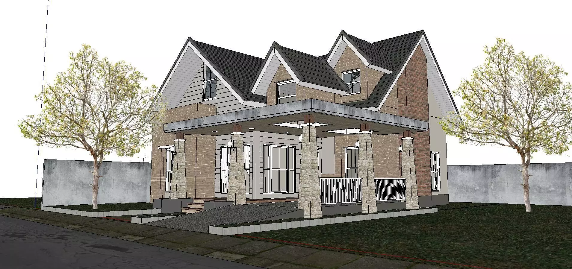 Nobility-History-Castle-Villa-014 house with porch 3D model