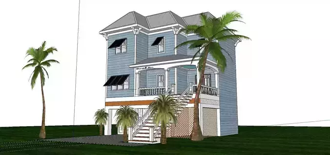 Nobility-History-Castle-Villa-018 beach house with stairs and palm trees