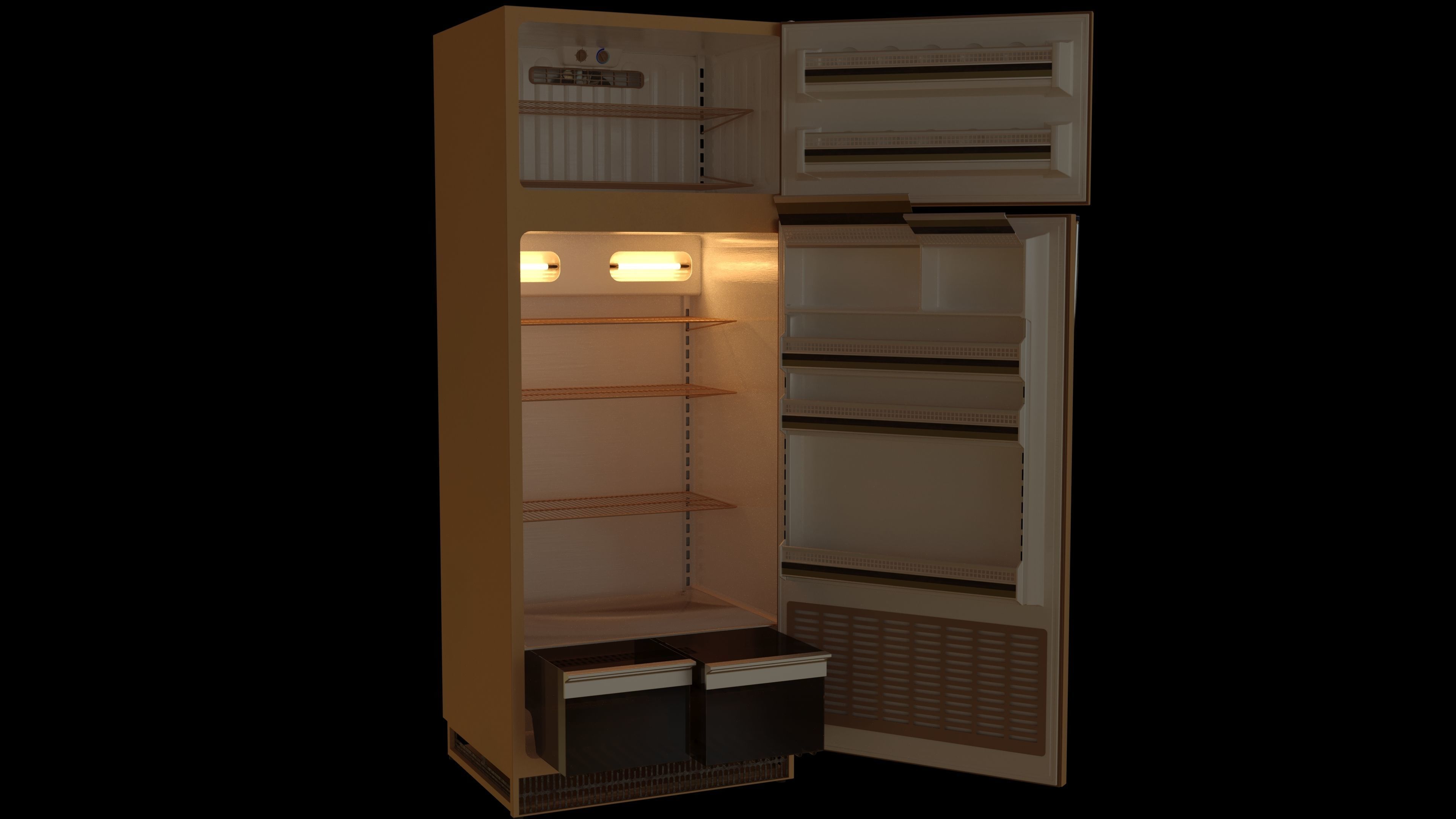 Vintage Refrigerator 3D model_9