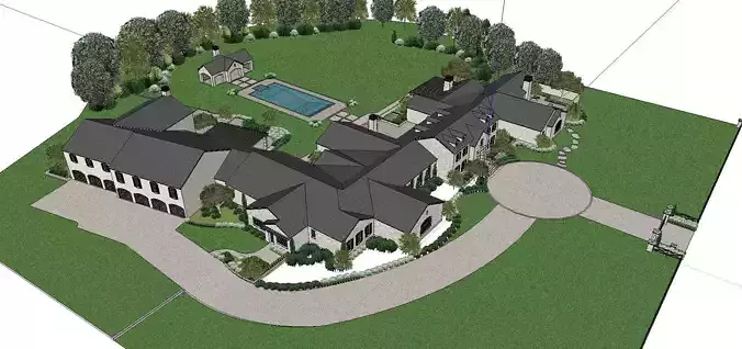 Nobility-History-Castle-Villa-025 mansion with pool in middle