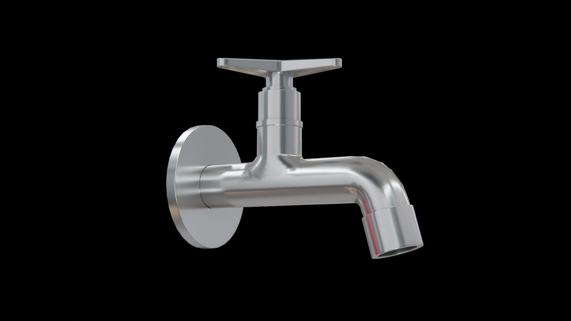 Tap chrome Low-poly 3D model_1