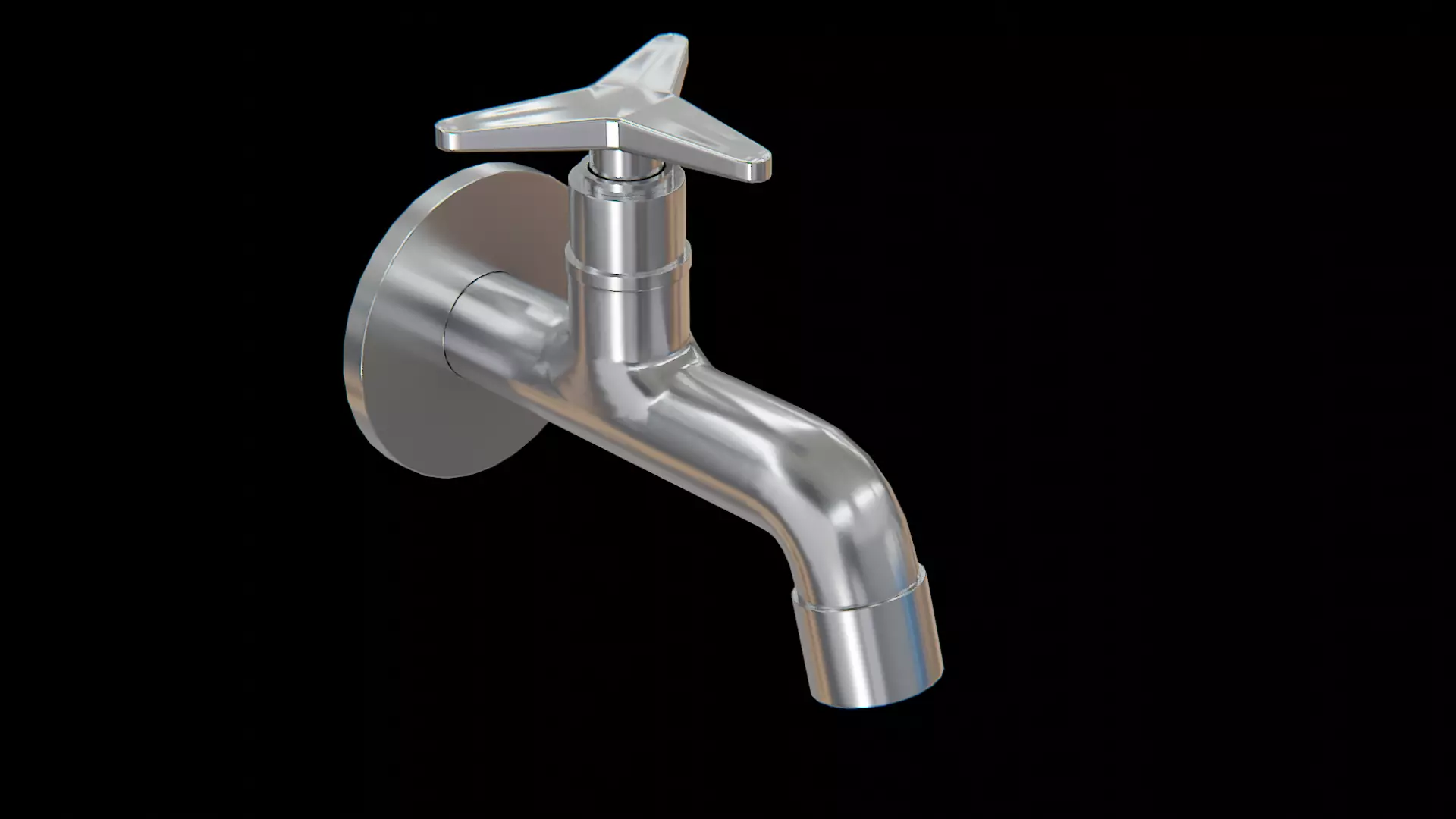 Tap chrome Low-poly 3D model_0