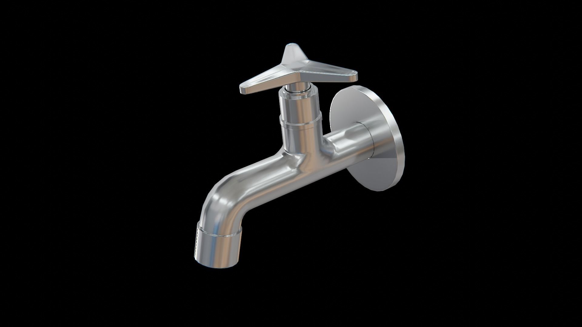 Tap chrome Low-poly 3D model_3