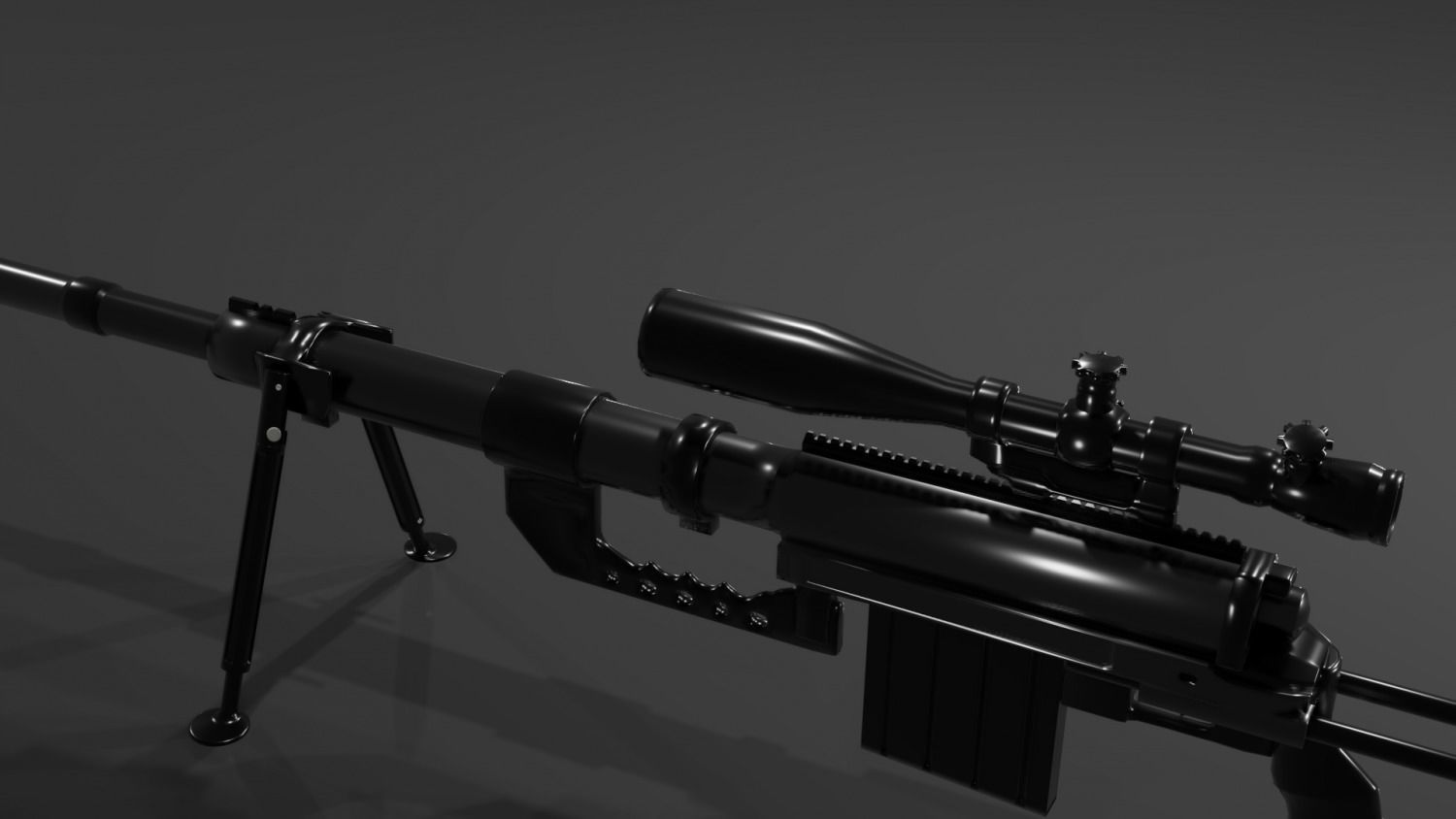 CheyTac M200 Intervention Sniper Rifle Low-poly 3D model_8