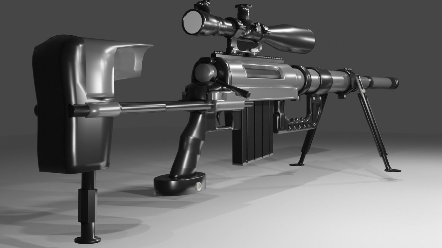 CheyTac M200 Intervention Sniper Rifle Low-poly 3D model_15