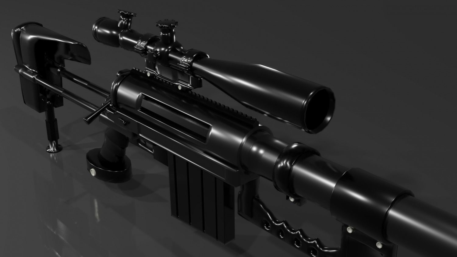 CheyTac M200 Intervention Sniper Rifle Low-poly 3D model_12
