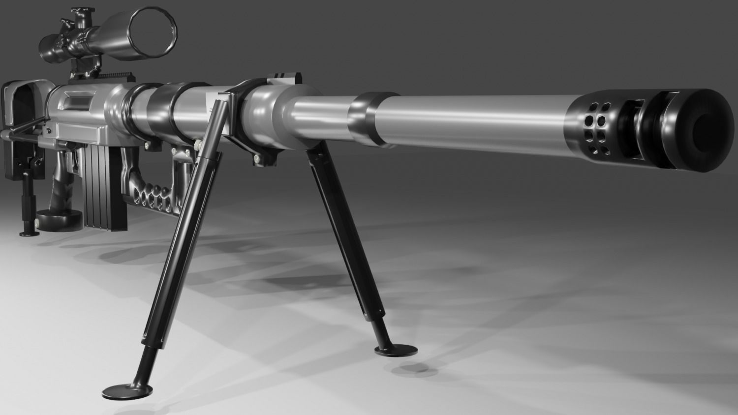 CheyTac M200 Intervention Sniper Rifle Low-poly 3D model_11