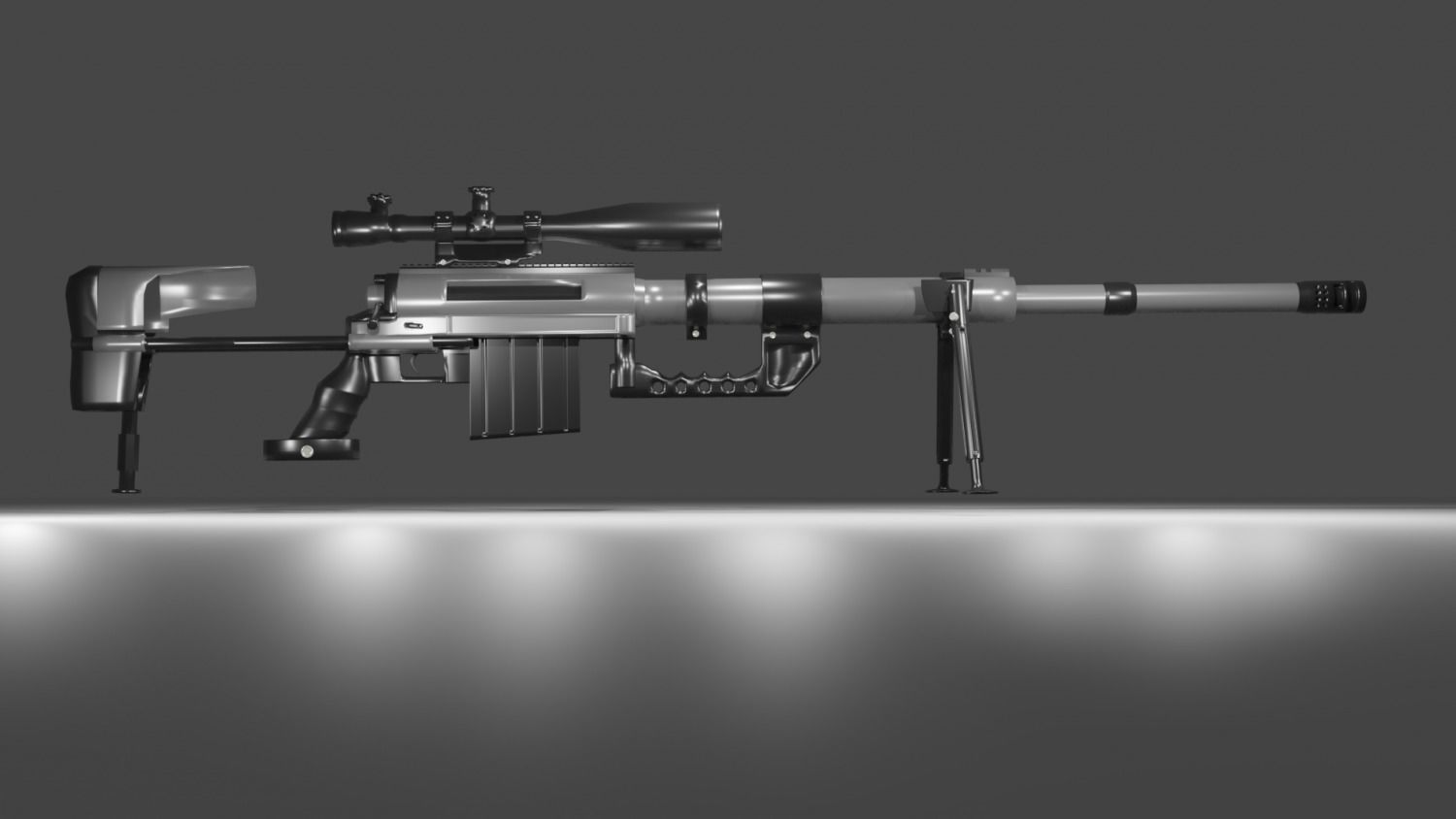 CheyTac M200 Intervention Sniper Rifle Low-poly 3D model_14
