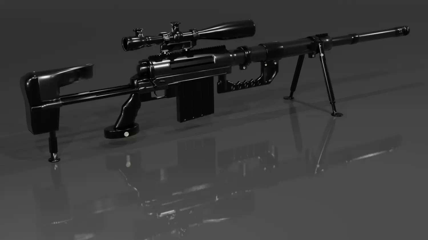 CheyTac M200 Intervention Sniper Rifle Low-poly 3D model_0