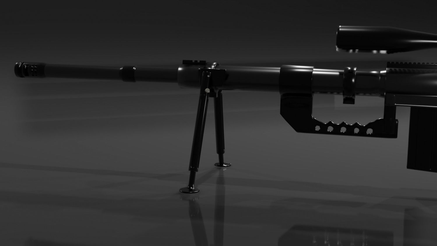 CheyTac M200 Intervention Sniper Rifle Low-poly 3D model_7