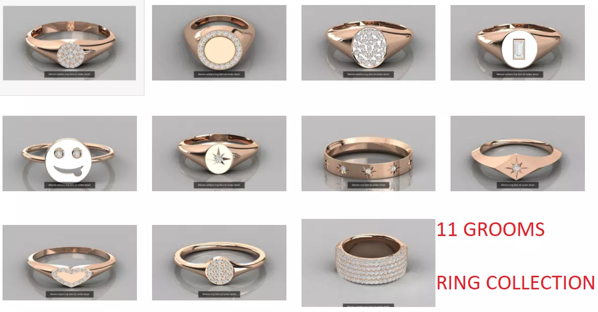 11 Groom Gents Mens ring 3dm stl render detail 3D Model Pack