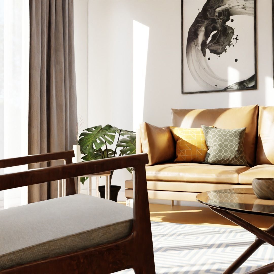 Sunny Day Living Room 3D model_3