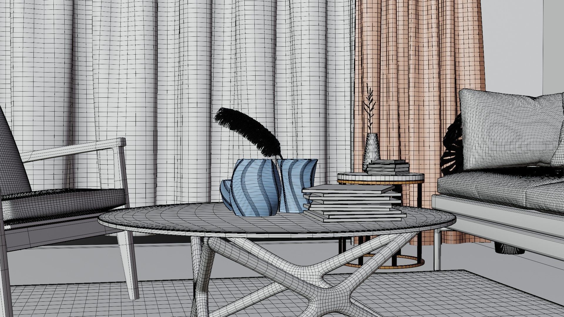 Sunny Day Living Room 3D model_7