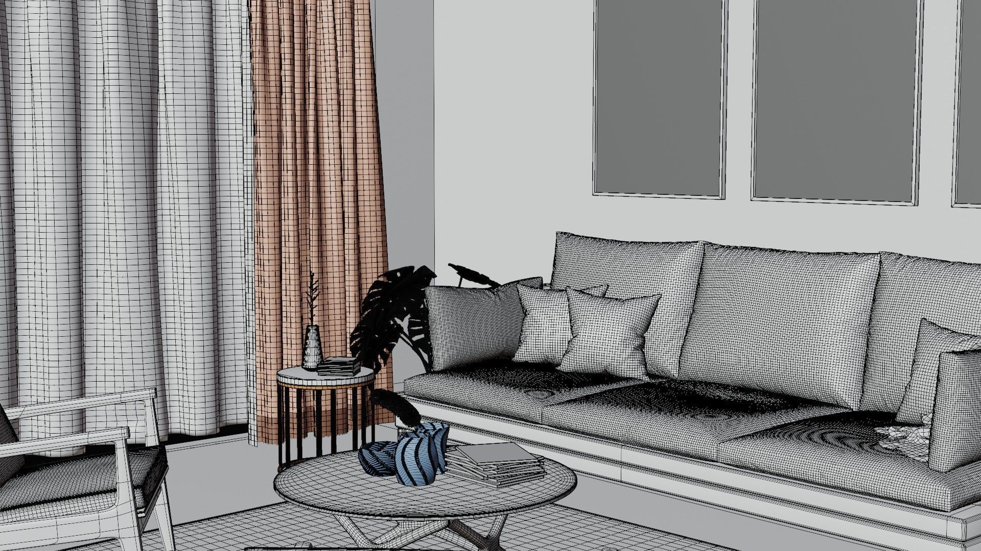 Sunny Day Living Room 3D model_8