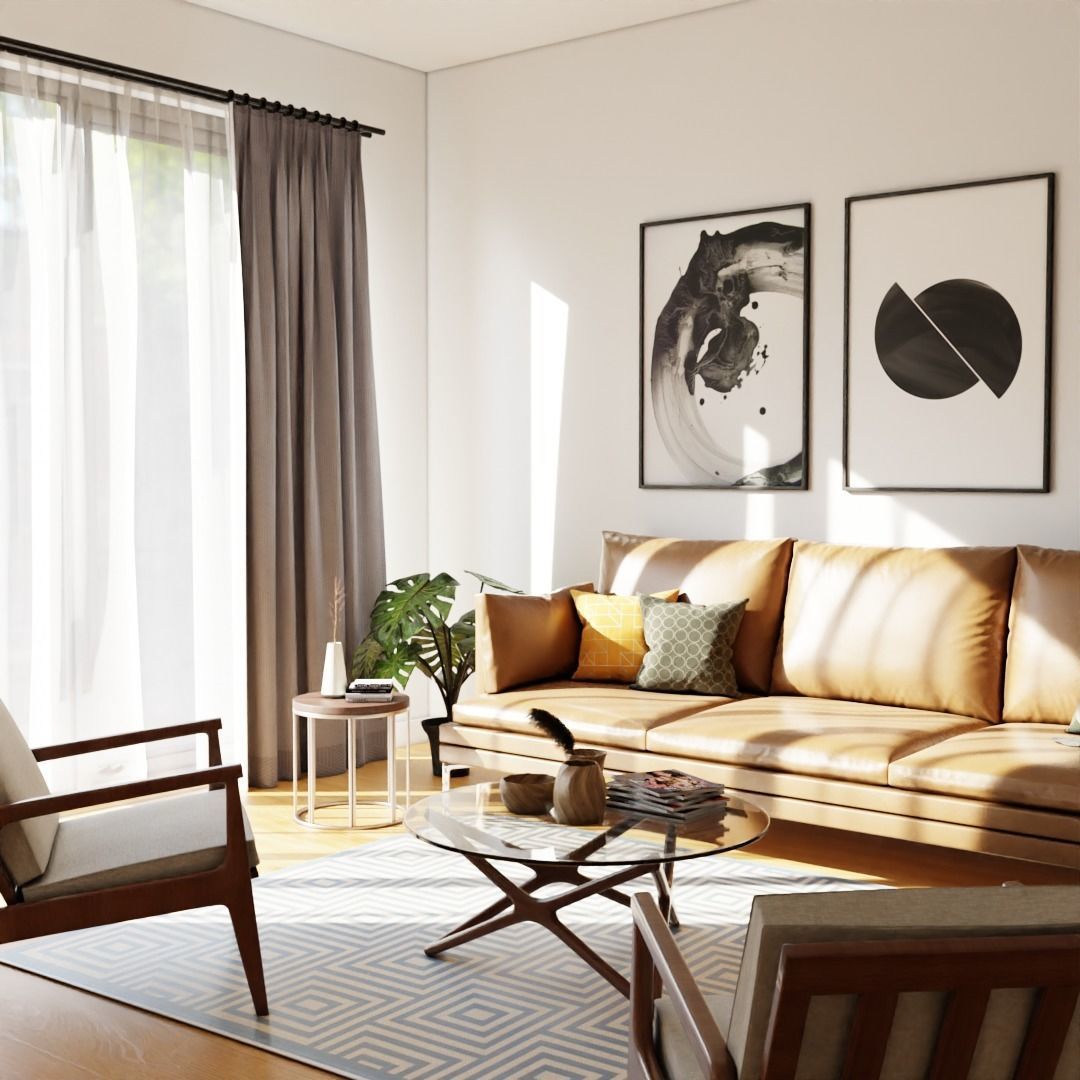 Sunny Day Living Room 3D model_1