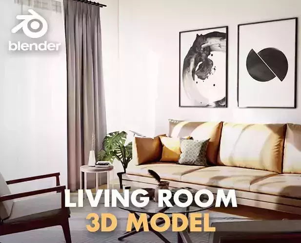 Sunny Day Living Room 3D model