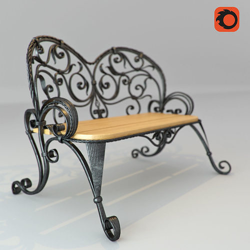bench wrought iron Low-poly 3D model