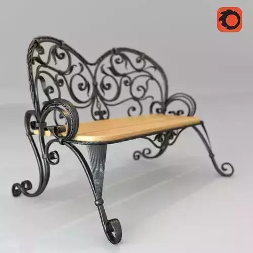 bench wrought iron Low-poly 3D model