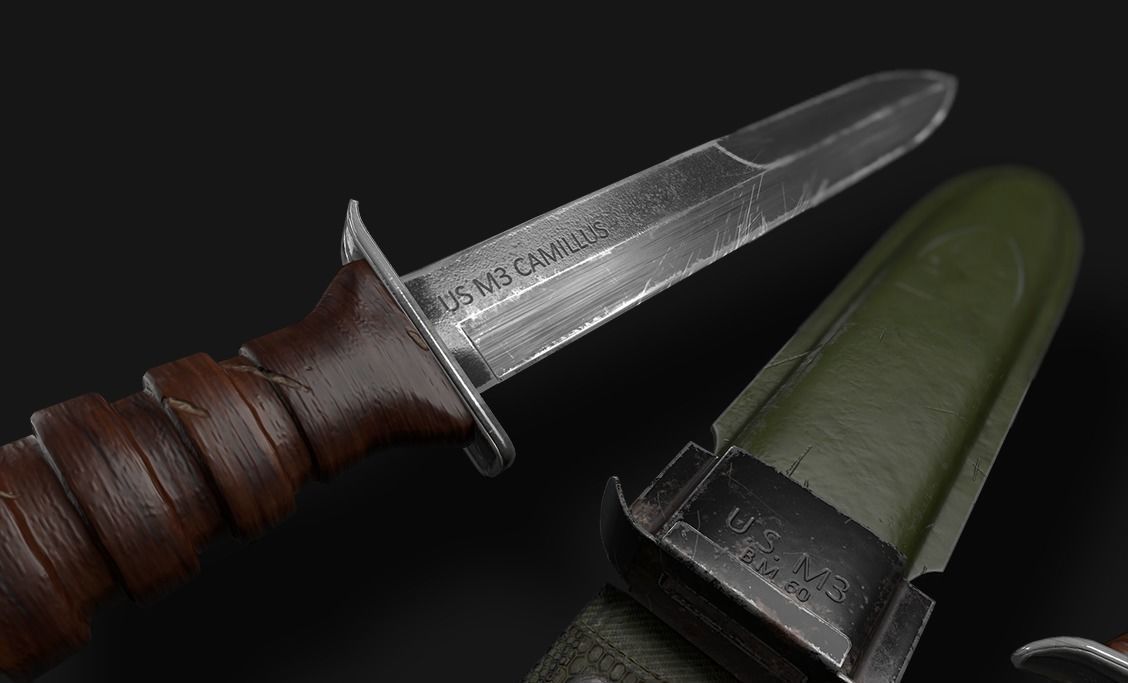 Knife m3 us Low-poly 3D model_1