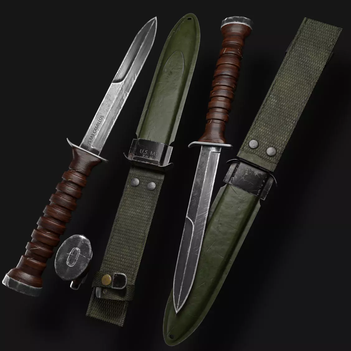 Knife m3 us Low-poly 3D model_0