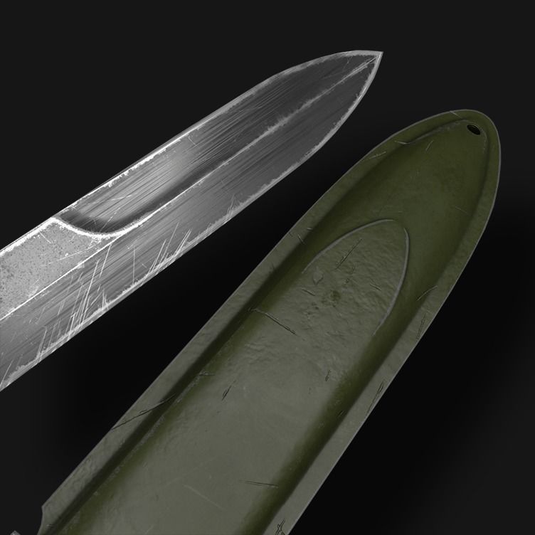 Knife m3 us Low-poly 3D model_2