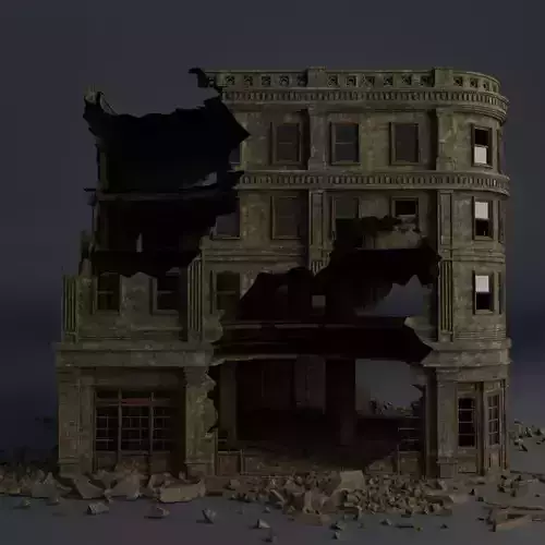 DESTROYED BUILDING CLASSICAL APOCALYPSE WAR RUINED 01 Low-poly 3D model
