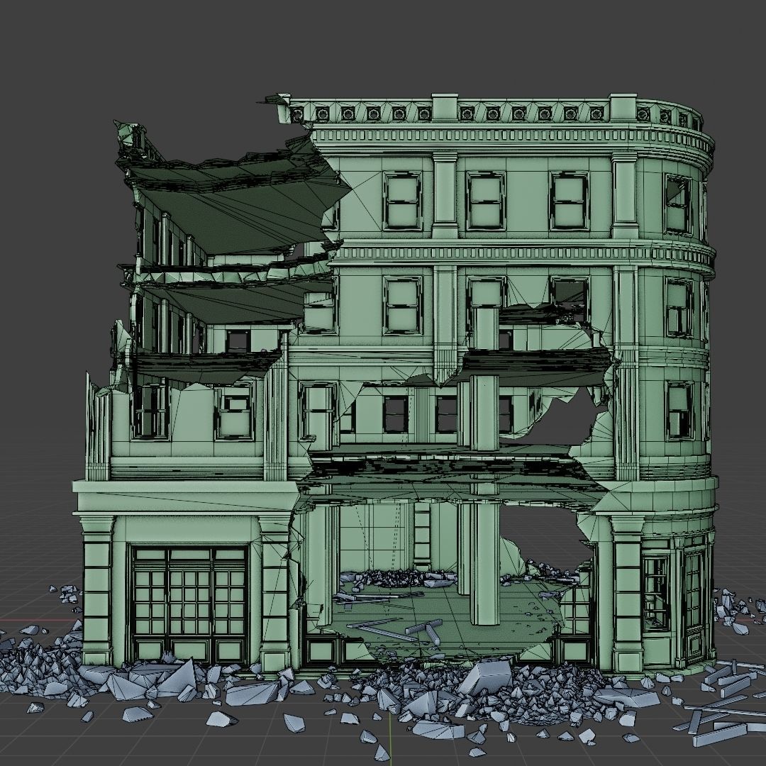 DESTROYED BUILDING CLASSICAL APOCALYPSE WAR RUINED 01 Low-poly 3D model_12
