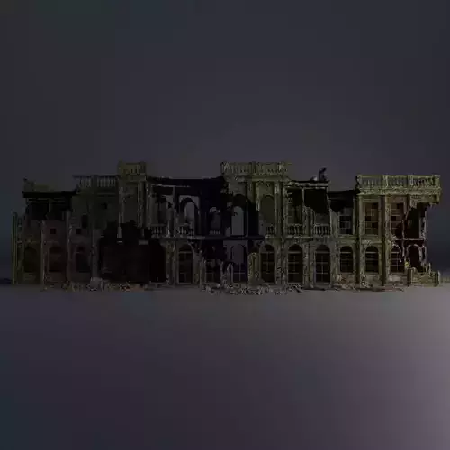 DESTROYED BUILDING CLASSICAL APOCALYPSE WAR RUINED 03 Low-poly 3D model
