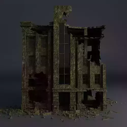 DESTROYED BUILDING CLASSICAL APOCALYPSE WAR RUINED 04 Low-poly 3D model