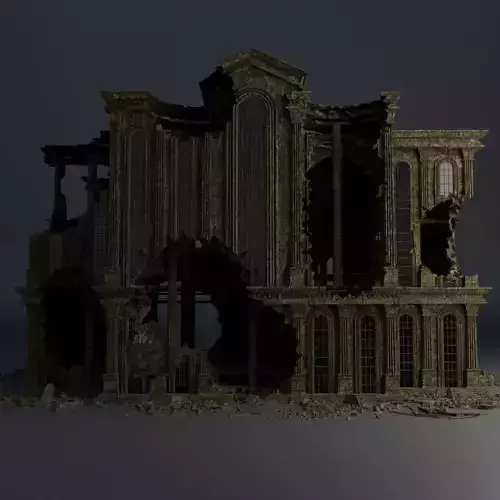 DESTROYED BUILDING CLASSICAL APOCALYPSE WAR RUINED 05 Low-poly 3D model