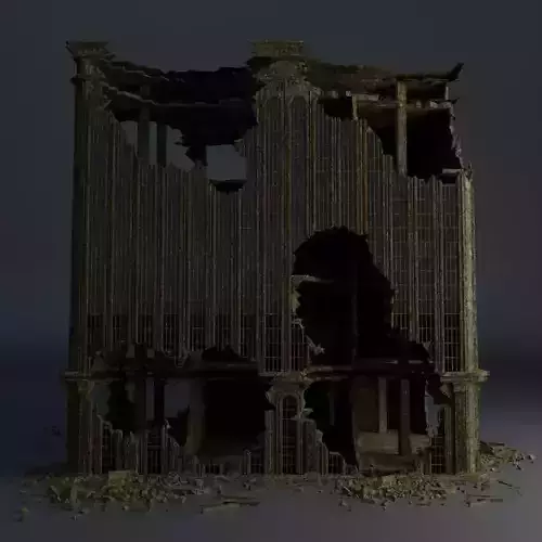 DESTROYED BUILDING CLASSICAL APOCALYPSE WAR RUINED 06 Low-poly 3D model