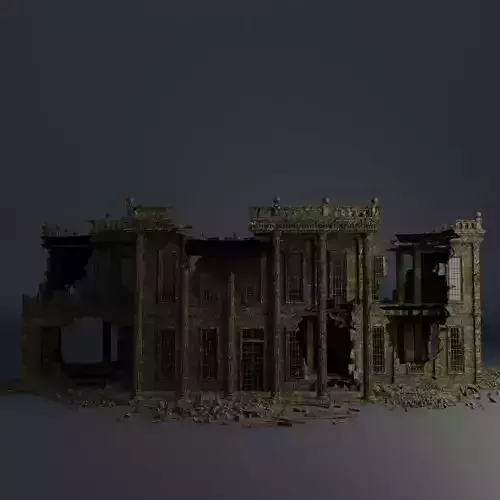 DESTROYED BUILDING CLASSICAL APOCALYPSE WAR RUINED 07 Low-poly 3D model