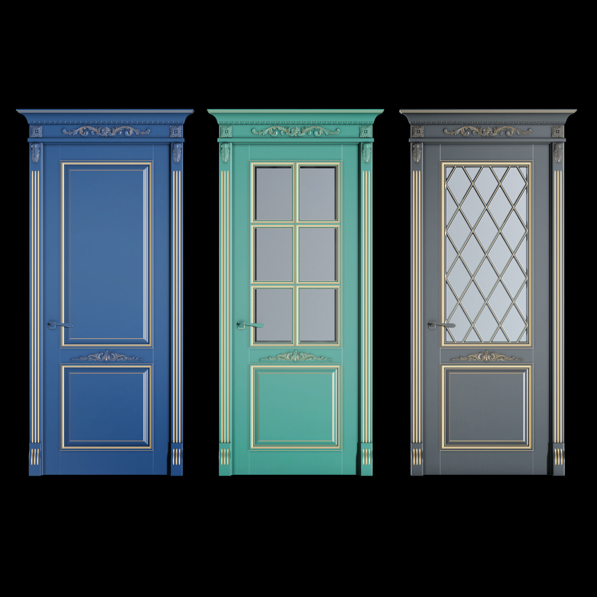 Door collection Low-poly 3D model_3