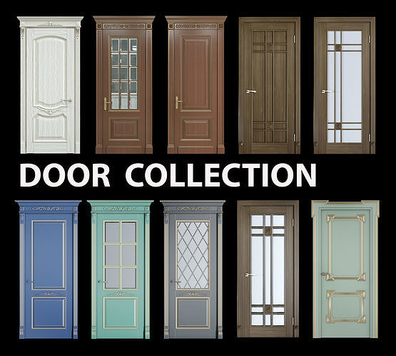 Door collection Low-poly 3D model