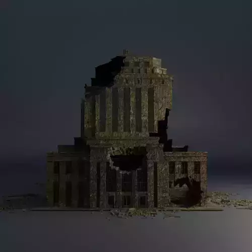 DESTROYED BUILDING CLASSICAL APOCALYPSE WAR RUINED 08 Low-poly 3D model