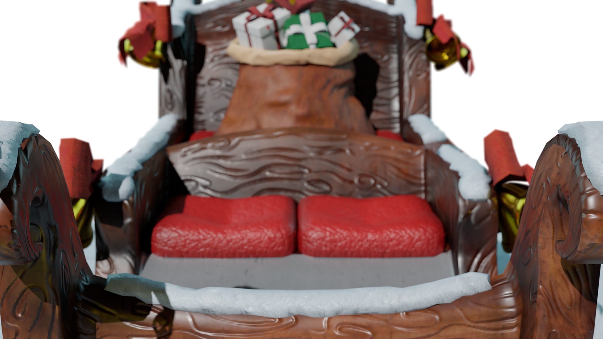 Santa s sleigh Low-poly 3D model_3