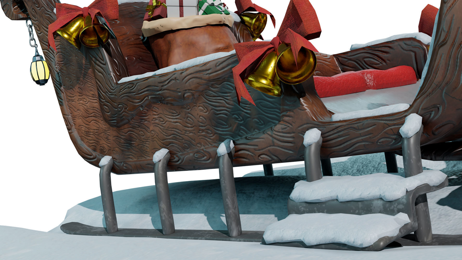 Santa s sleigh Low-poly 3D model_4