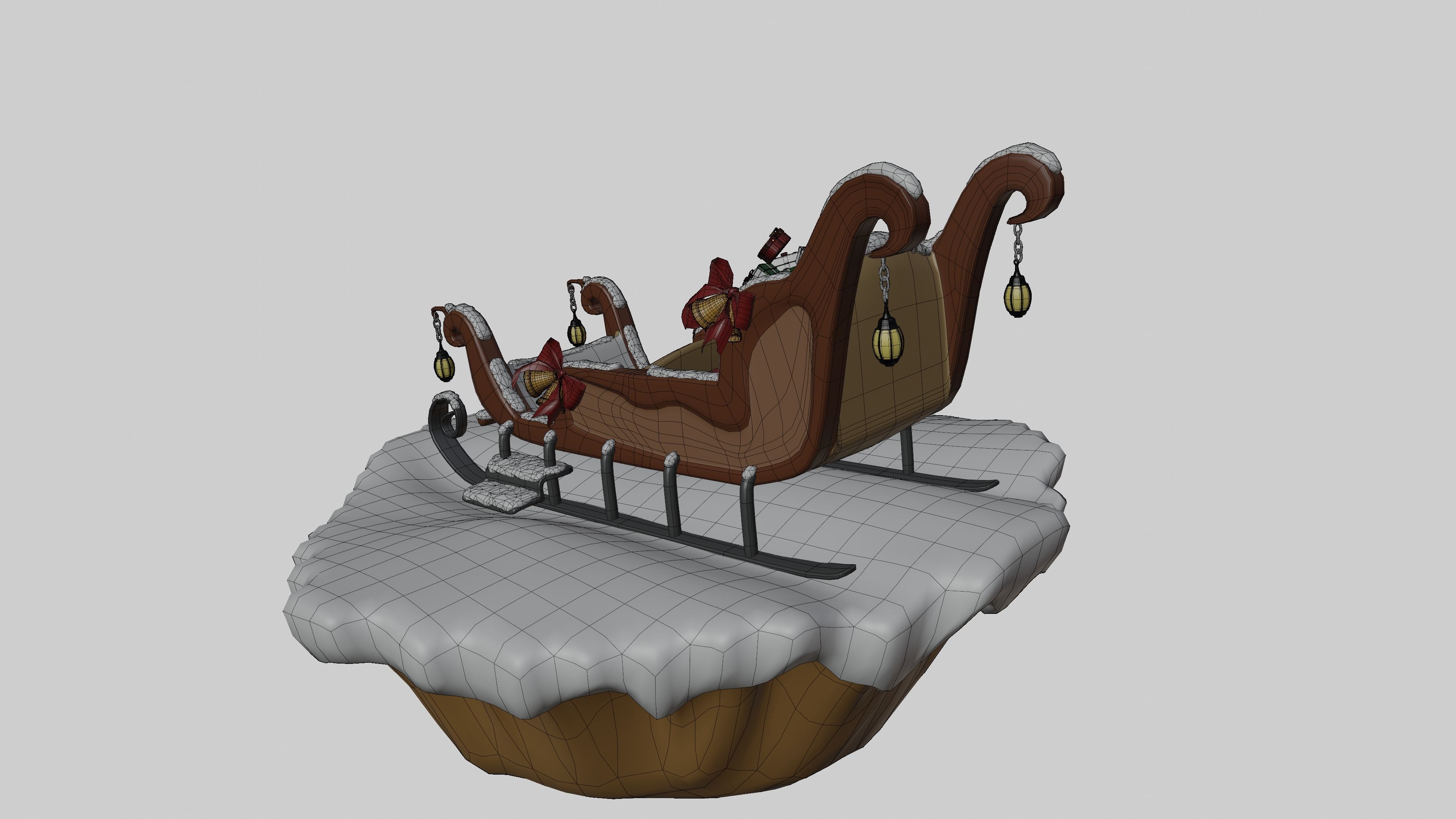 Santa s sleigh Low-poly 3D model_7