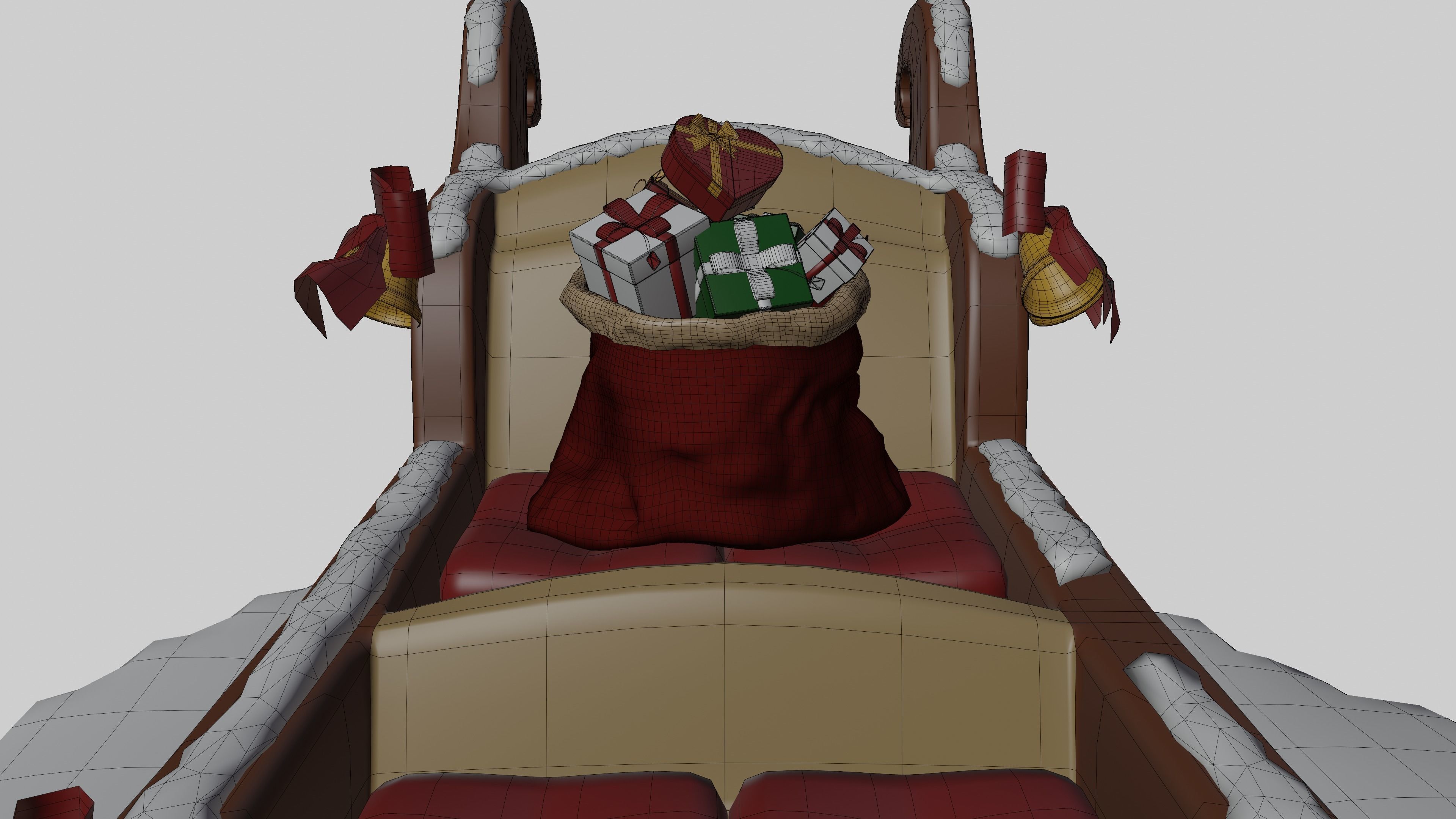 Santa s sleigh Low-poly 3D model_8