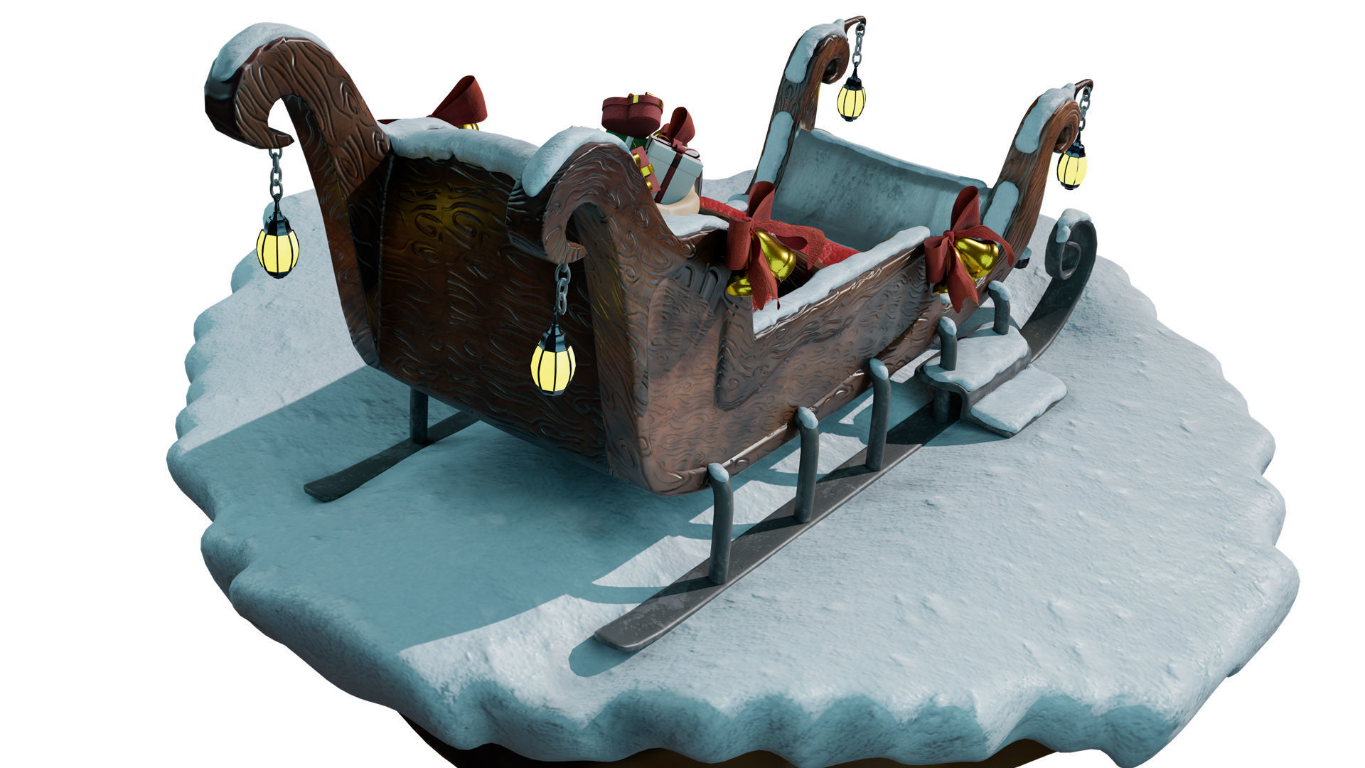 Santa s sleigh Low-poly 3D model_2